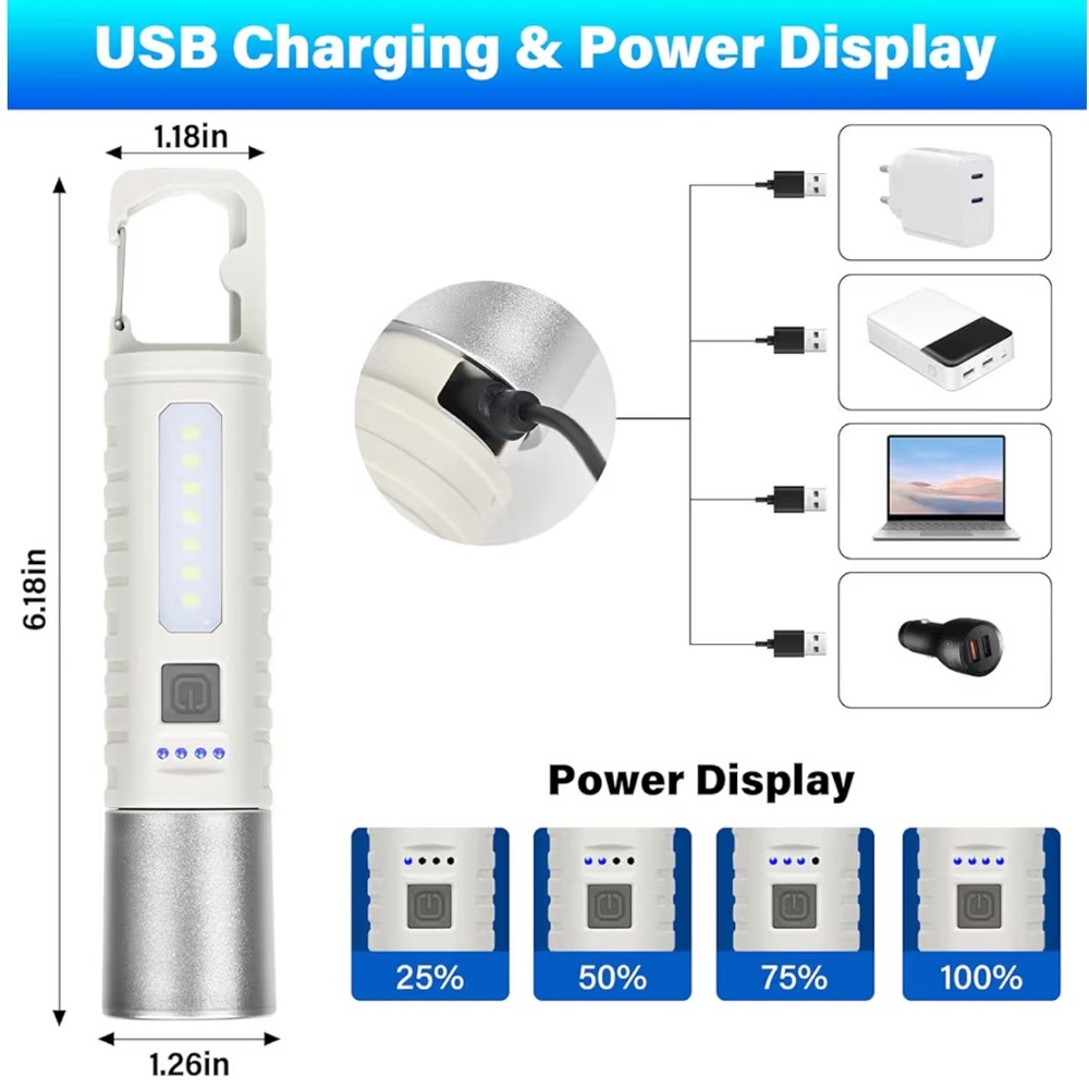 LED Flashlight with USB Charging Cable - Picture 4 of 4
